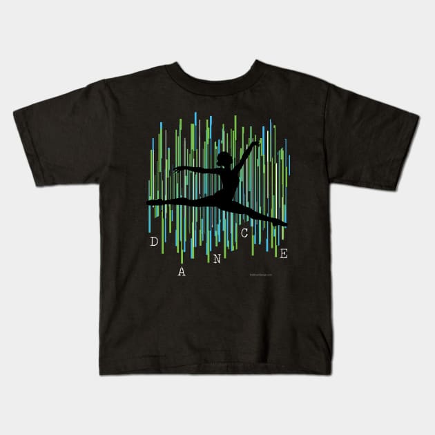 Line Dancer (Blue-Green) Kids T-Shirt by eBrushDesign